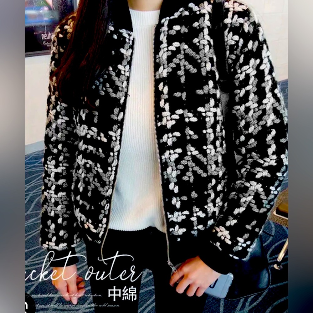 premium-quality, thick tweed superior wuilted warmth luxurious woman’s jacket